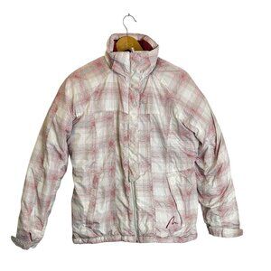 Alpinetek Womens Ski Winter Jacket Boarding Size 12 Red White Plaid Lined Puffy